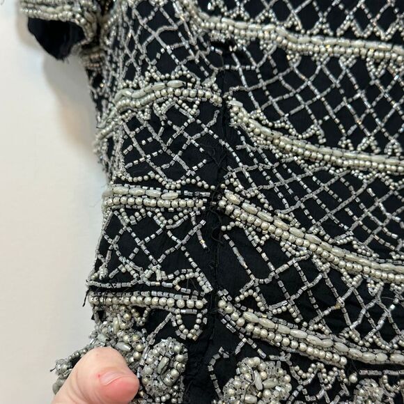 Stenay Womens Beaded Top Small Silk Black Sequin Flapper Party‎ New Years - Picture 6 of 11